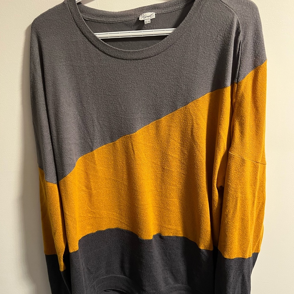 Colorblock Gray and Gold Sweater